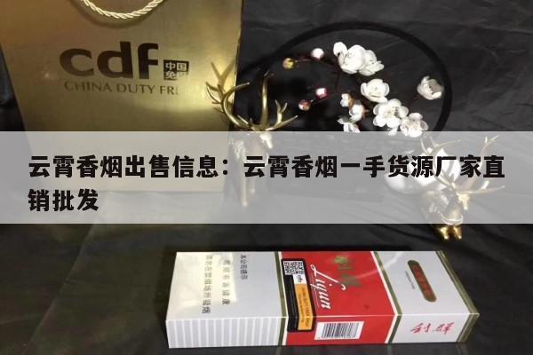 云霄香烟出售信息：云霄香烟一手货源厂家直销批发-第2张图片-香烟批发平台