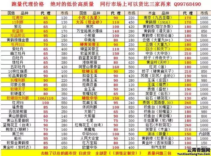 香烟云霄查询价格官网_云霄香烟多少钱一包_云霄香烟价格查询