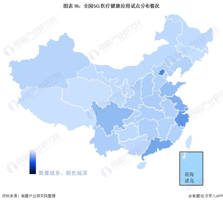 图表16：全国5G+医疗健康应用试点分布情况