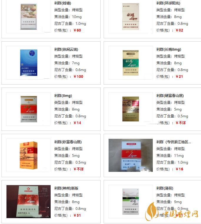 中国香烟价格表图图片